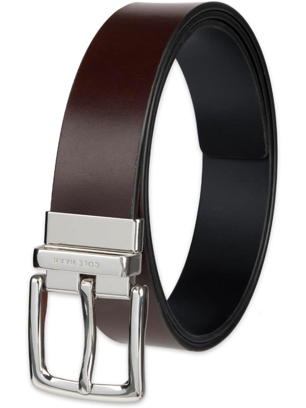 Men's Reversible Casual Belt with Embossed Logo Loop - Versatile Fashion